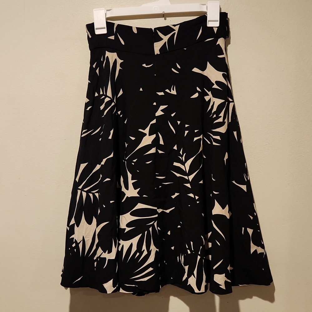 ❤️ NWOT! ANN TAYLOR MIDNIGHT PALM PRINT A-LINE TIE WAIST MIDI SKIRT, 0 - Picture 6 of 8